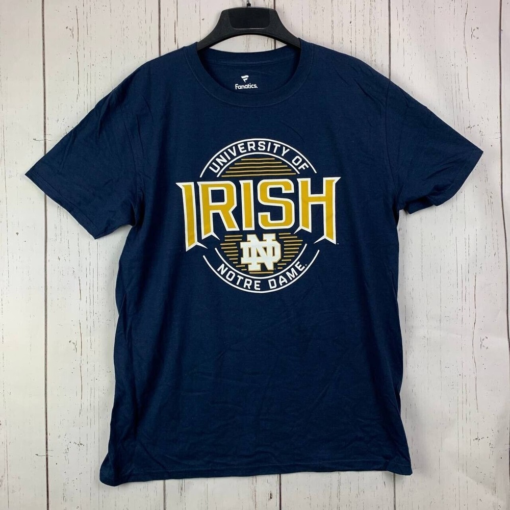 Notre Dame‎ Fighting Irish Large Fanatics Casual T-Shirt Blue New Men Cotton